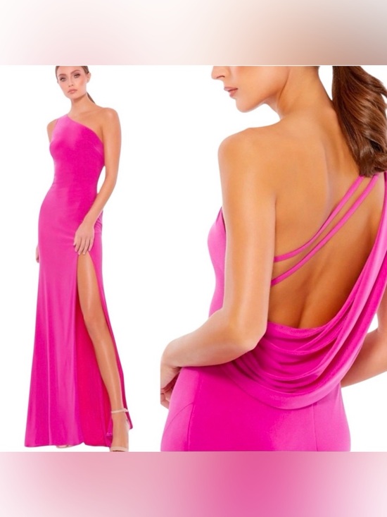 Mac Duggal Dresses & Skirts - MAC DUGGAL Ieena NWT Maxi Gown Jersey One Shoulder Draped Back New Barbie Event